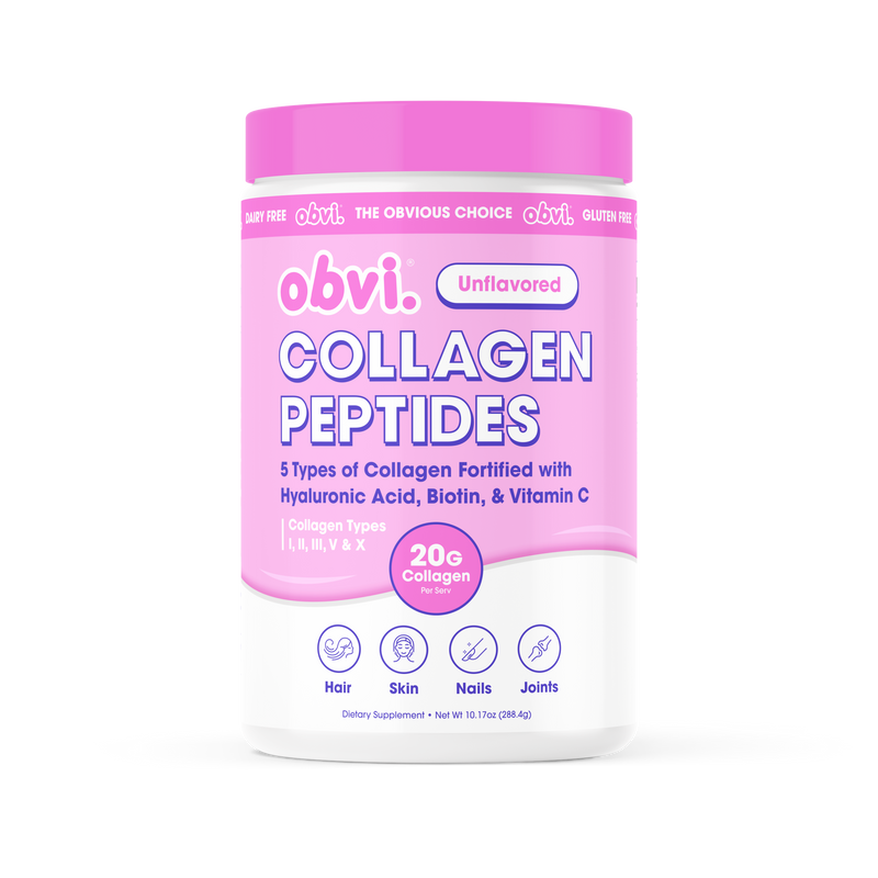 Obvi Collagen Peptides - 5 Types of Collagen-Fortified with Hyaluronic Acid, Biotin, & Vitamin C