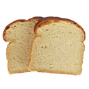 Two slices of light brown bread are stacked together, showcasing their soft texture and even crumb, ideal for sandwiches or toasting.