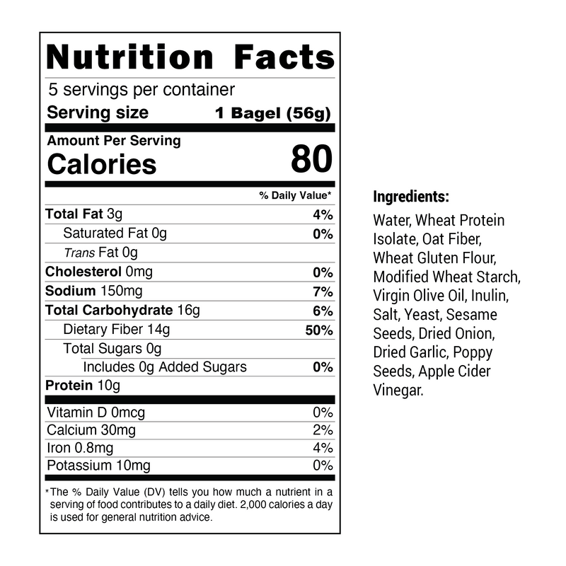 Inspire Protein Kitchen Bagels – 2 Net Carbs, 80 Calories, Guilt-Free, 10oz (284g)