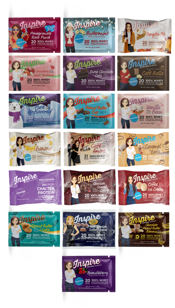 Inspire Single Serve Protein Powder by Bariatric Eating - 19 Flavor Variety Pack!