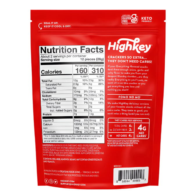 HighKey Snacks Almond Flour Crackers 2 oz