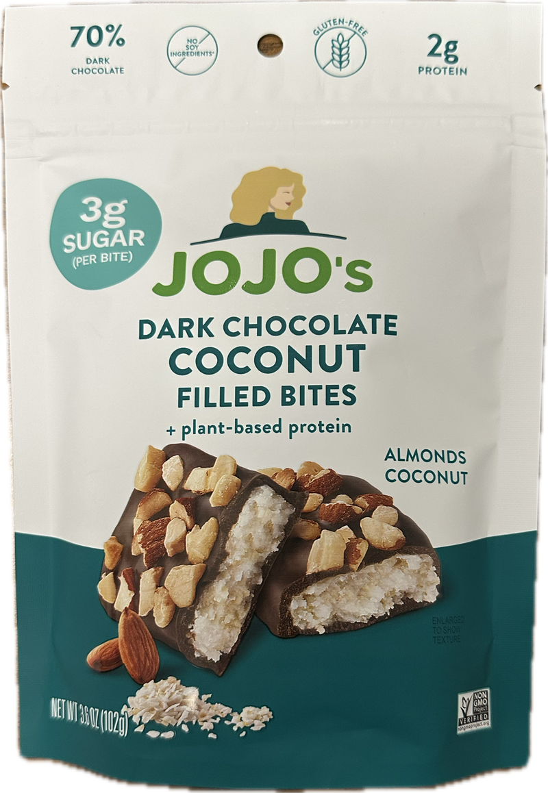 JoJo's Dark Chocolate Bites + Plant Based Protein, 3.6 oz