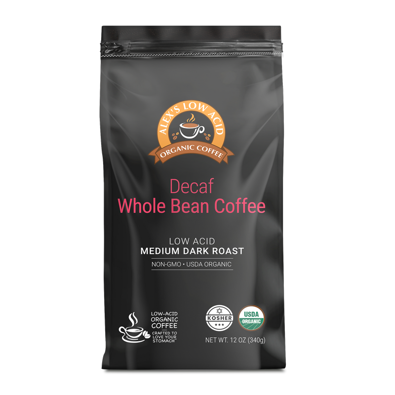 Alex's Low Acid Organic Coffee™ - Decaf Whole Bean (12oz)