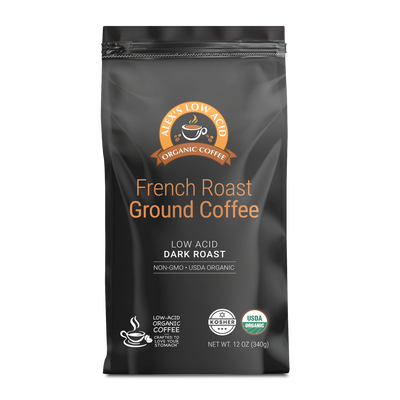 Alex's Low Acid Coffee French Roast fresh ground bag