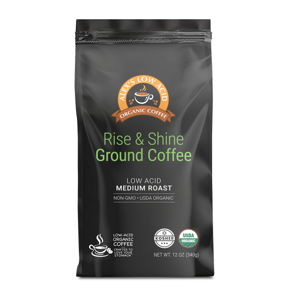 Alex's Low-Acid Organic Coffee™ - Rise and Shine Fresh Ground (12oz)