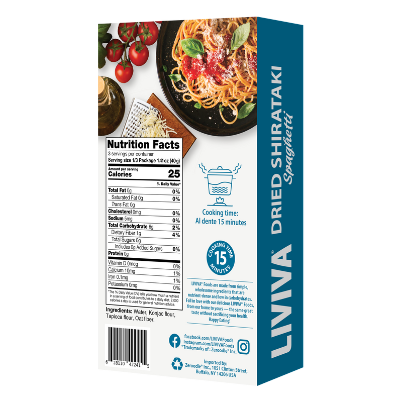 Liviva Dried Shirataki Spaghetti, One Box
