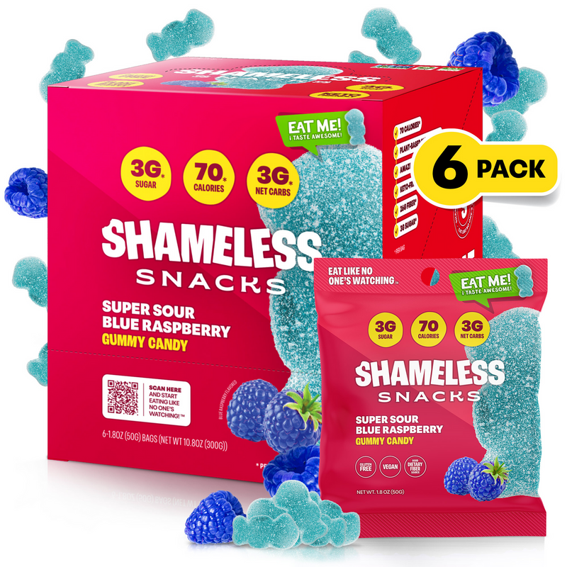 Shameless Snacks Gummy Candy - Super Sour Blue Raspberry