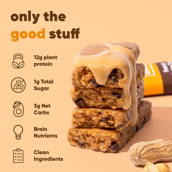 IQBar Vegan and Keto Protein Bars - Peanut Butter Chip