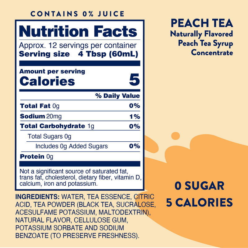 Jordan's Skinny Syrups Sugar Free Peach Tea Syrup Concentrate