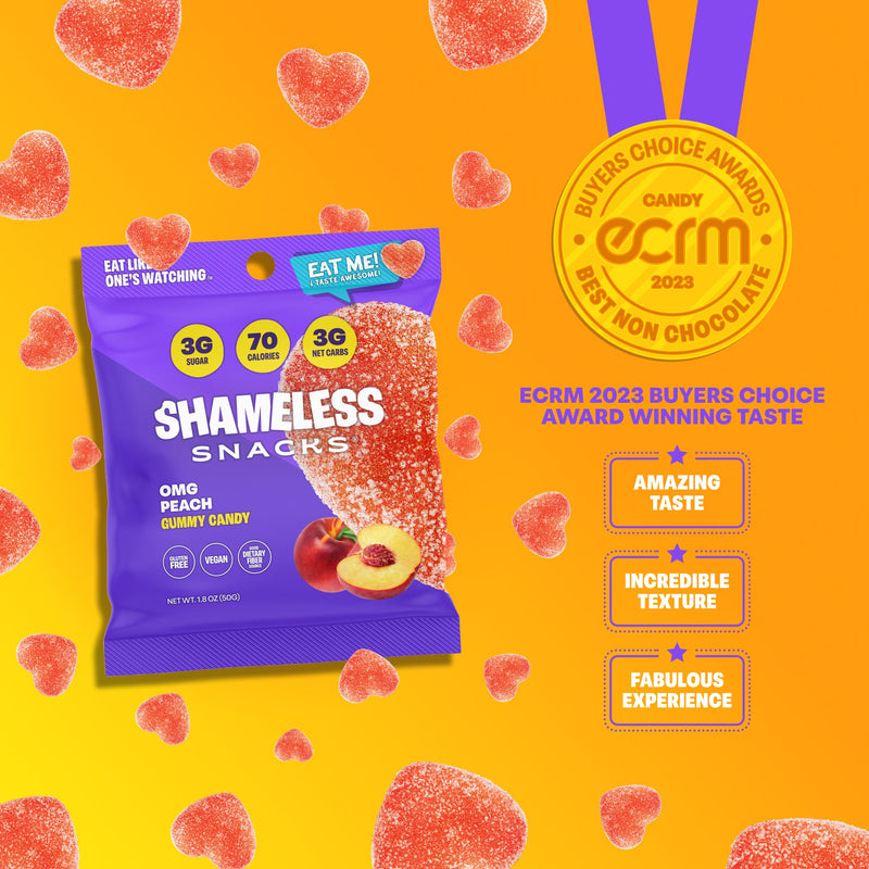 Shameless Snacks Gummy Candy - OMG Peach