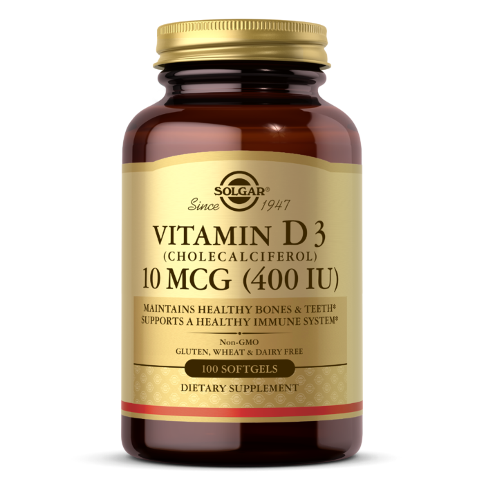 Solgar® Vitamin D3 (Cholecalciferol) 10mcg (400 iu) Softgels