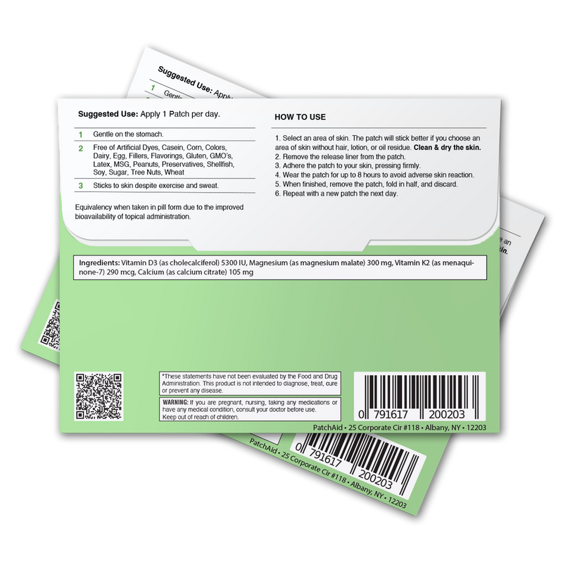 Vitamin D3 with K2 Vitamin Patch by PatchAid