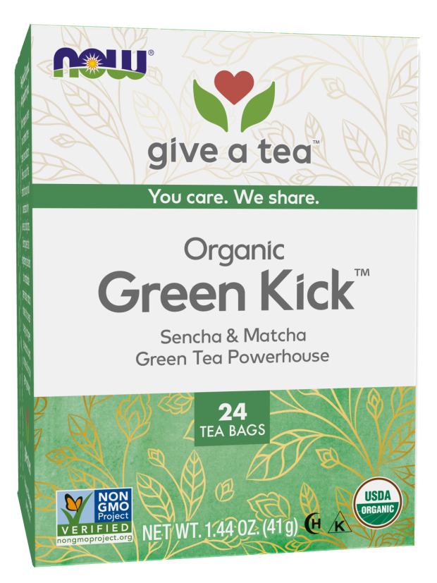 NOW Green Kick, Sencha and Matcha Green Tea Bags 24 tea bags