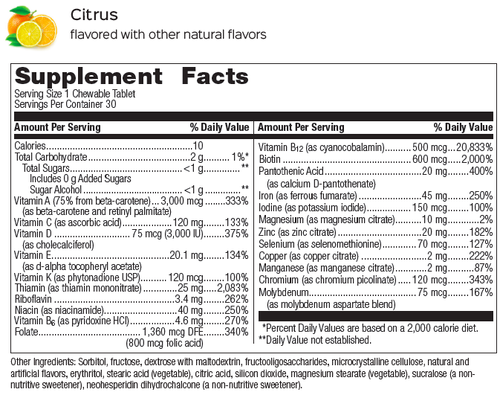 Bariatric Advantage Ultra Solo "One Per Day" Multivitamin Chewable with Iron