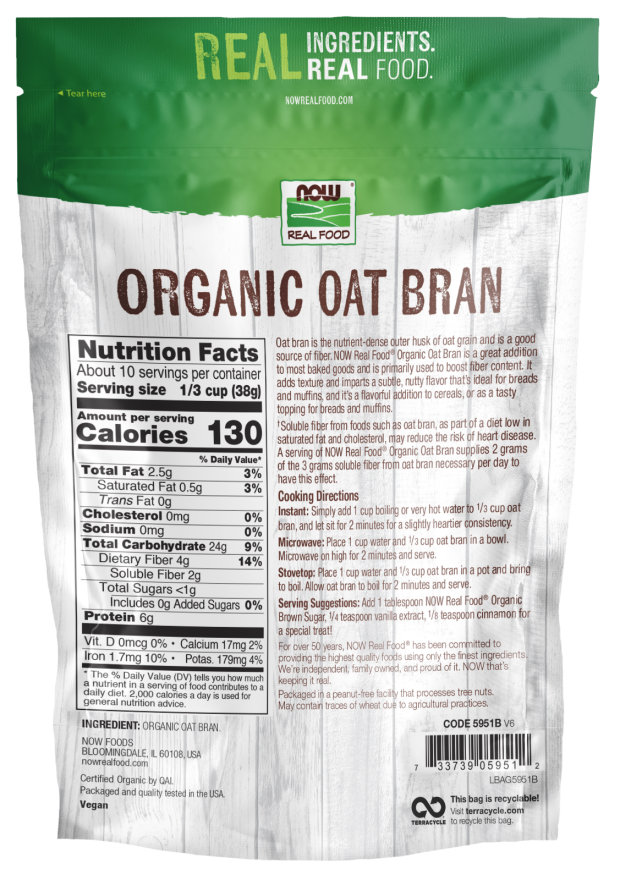 NOW Oat Bran 14 oz. (397 g)