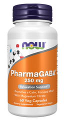 NOW PharmaGABA 250 mg, 60 Veg Capsules