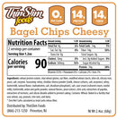 ThinSlim Foods Cheesy Bagel Chips label with Nutrition Facts and ingredients.