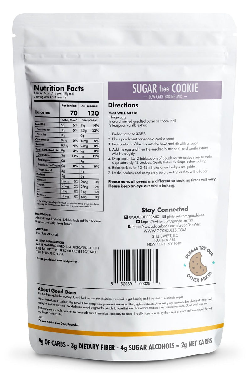 Good Dee's Low Carb Sugar(free) Cookie Baking Mix 8 oz 