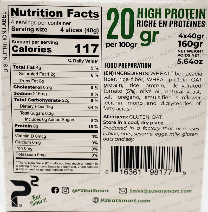 P2 Eat Smart High Protein/High Fiber Toned Toast 160 grams (5.64oz)