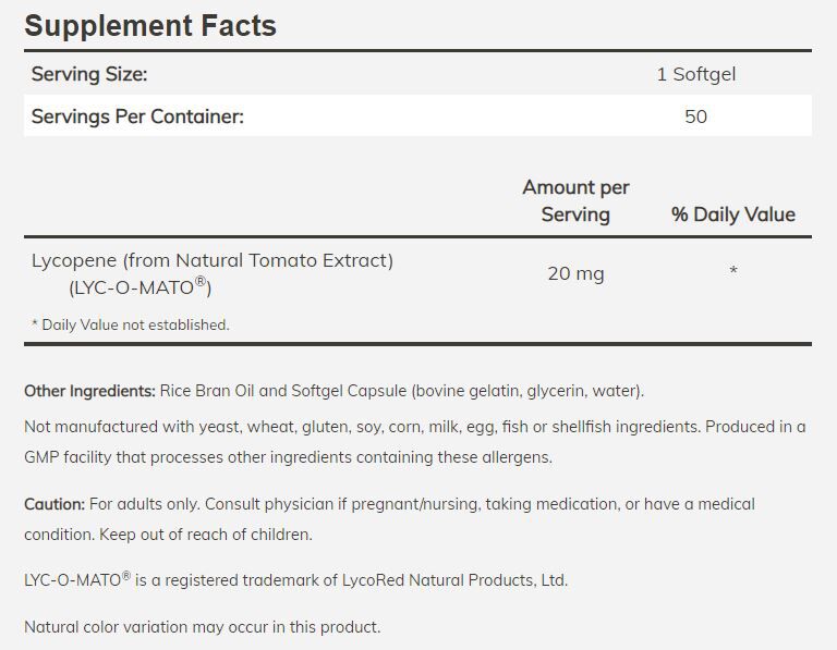 NOW Lycopene 50 softgels 