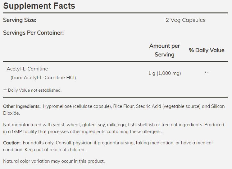 NOW Acetyl-L-Carnitine