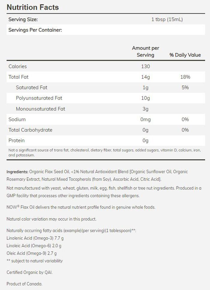 NOW Flax Seed Oil Liquid 24 fl oz. 