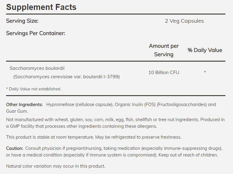 NOW Saccharomyces Boulardii 60 veg capsules 