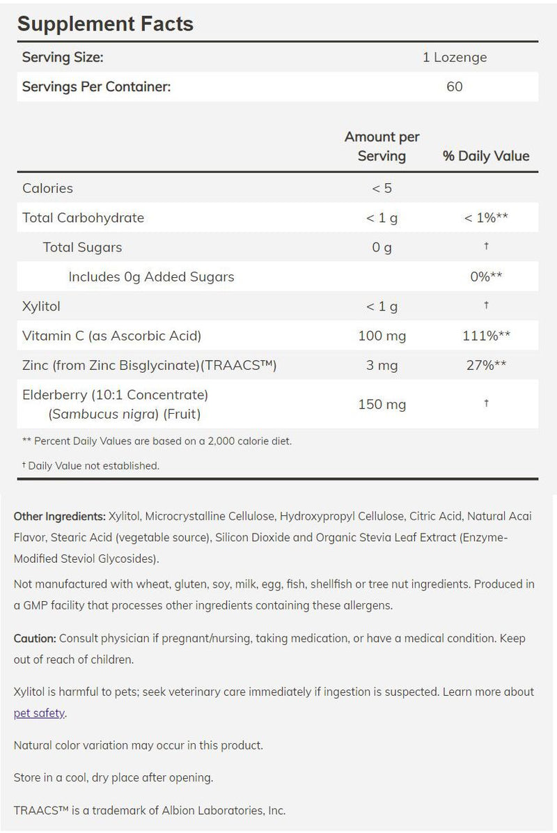 NOW Sambucus Zinc-C 60 lozenges 