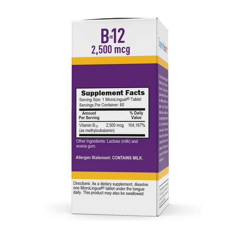 Superior Source No Shot Methylcobalamin B-12 2500 mcg MicroLingual® Instant Dissolve Tablets 