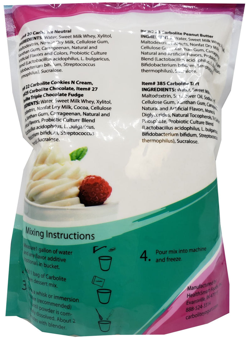 Healthsmart Carbolite No Sugar Added Soft Serve Mix (2.5lb Bag)