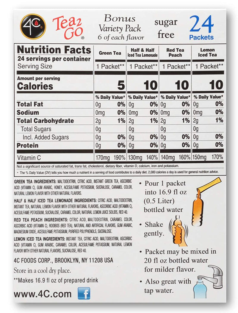 4C Sugar Free Iced Tea Drink Mix Sticks (24 stick box) 