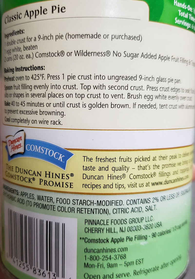 Duncan Hines No Sugar Added Pie Filling & Topping, 20 oz