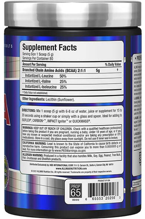 AllMax Nutrition BCAA Powder (CLEARANCE: Best by October 30, 2024).