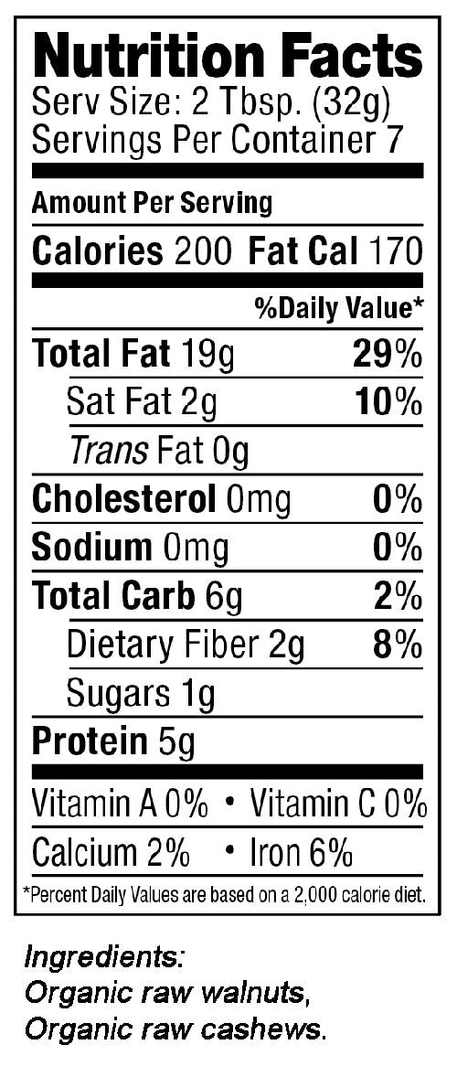 Artisana Raw Walnut Butter with Cashews 8 oz. 