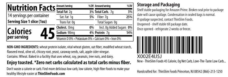 ThinSlim Foods Love the Taste Zero Carb Bread