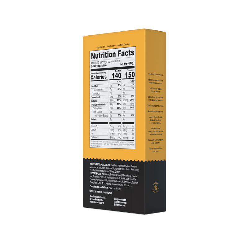 Fiber Gourmet Light Macaroni and Cheese 6 oz 