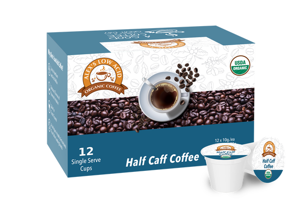 Alex's Low Acid Organic Coffee™ K-Cups - Half Caff