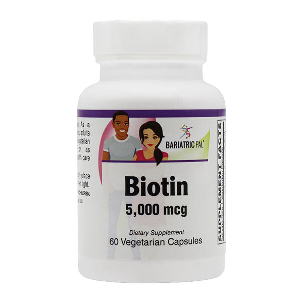 BariatricPal Biotin 5,000 mcg Easy Swallow Vegetarian Capsules (USP-Grade!)