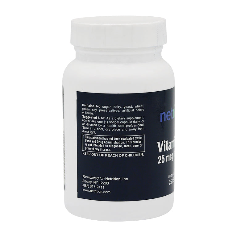 Vitamin D-3 1000IU Softgels 250's by Netrition