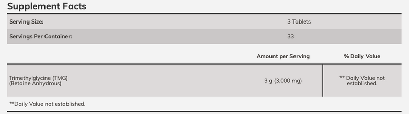 NOW 1,000 mg TMG Betaine 100 Tablets