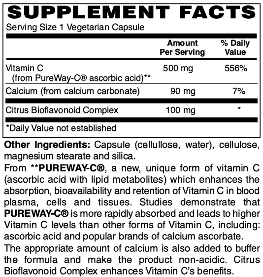 Pureway C 500Mg Caps 120's by Netrition