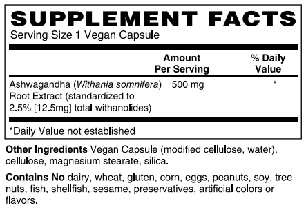 Ashwagandha Extract 500mg Caps by Netrition