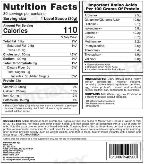 Syntrax Matrix Sustained-Release Protein Blend