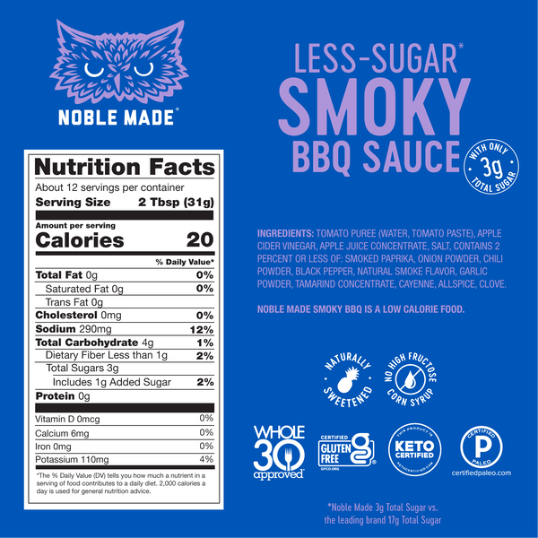 Noble Made Less Sugar BBQ Sauce