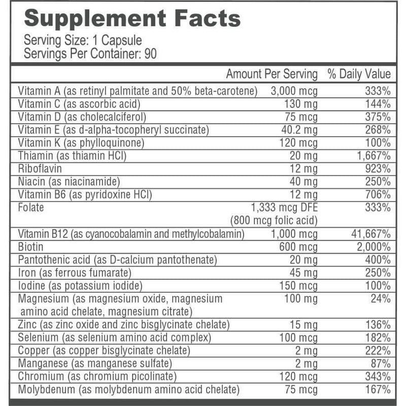 BariatricPal Multivitamin ONE 1 per Day! Bariatric Multivitamin Capsule with 45mg Iron - Multivitamins