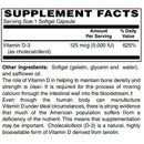 Vitamin D-3 125mcg (5000 IU) - Easy Swallow Vegetarian Softgels by BariatricPal 