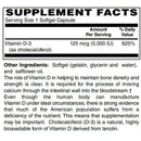 Vitamin D-3 125mcg (5000 IU) - Easy Swallow Vegetarian Softgels by BariatricPal 