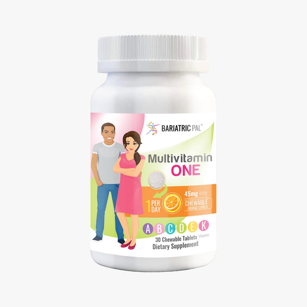 BariatricPal Multivitamin ONE "1 per Day!" Bariatric Multivitamin Chewable with 45mg Iron - Orange Citrus (NEW!)