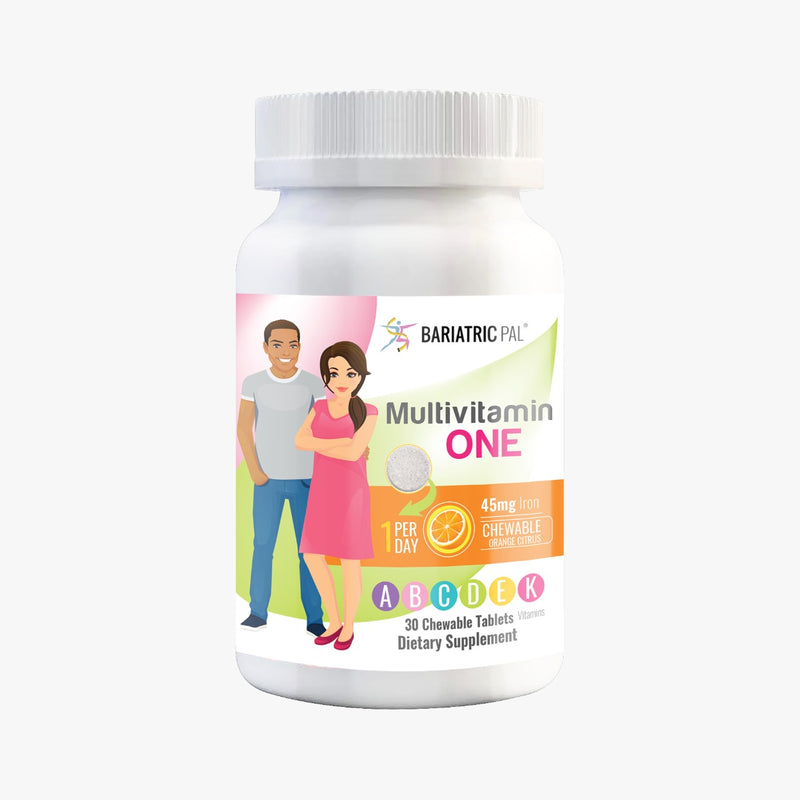 BariatricPal Multivitamin ONE "1 per Day!" Bariatric Multivitamin Chewable with 45mg Iron - Orange Citrus