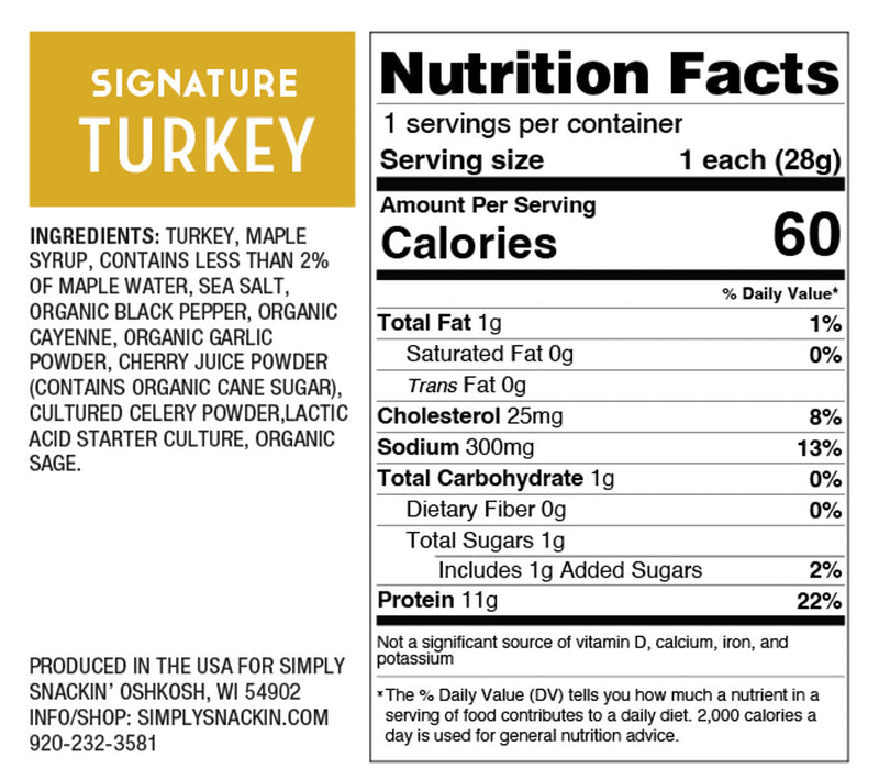 Simply Snackin' Dried Turkey Snack - Signature Turkey